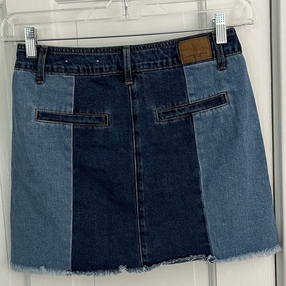 American Eagle Hi Rise Festival Mini Patchwork Denim Skirt Retro Size 4 Hippie - Picture 6 of 13
